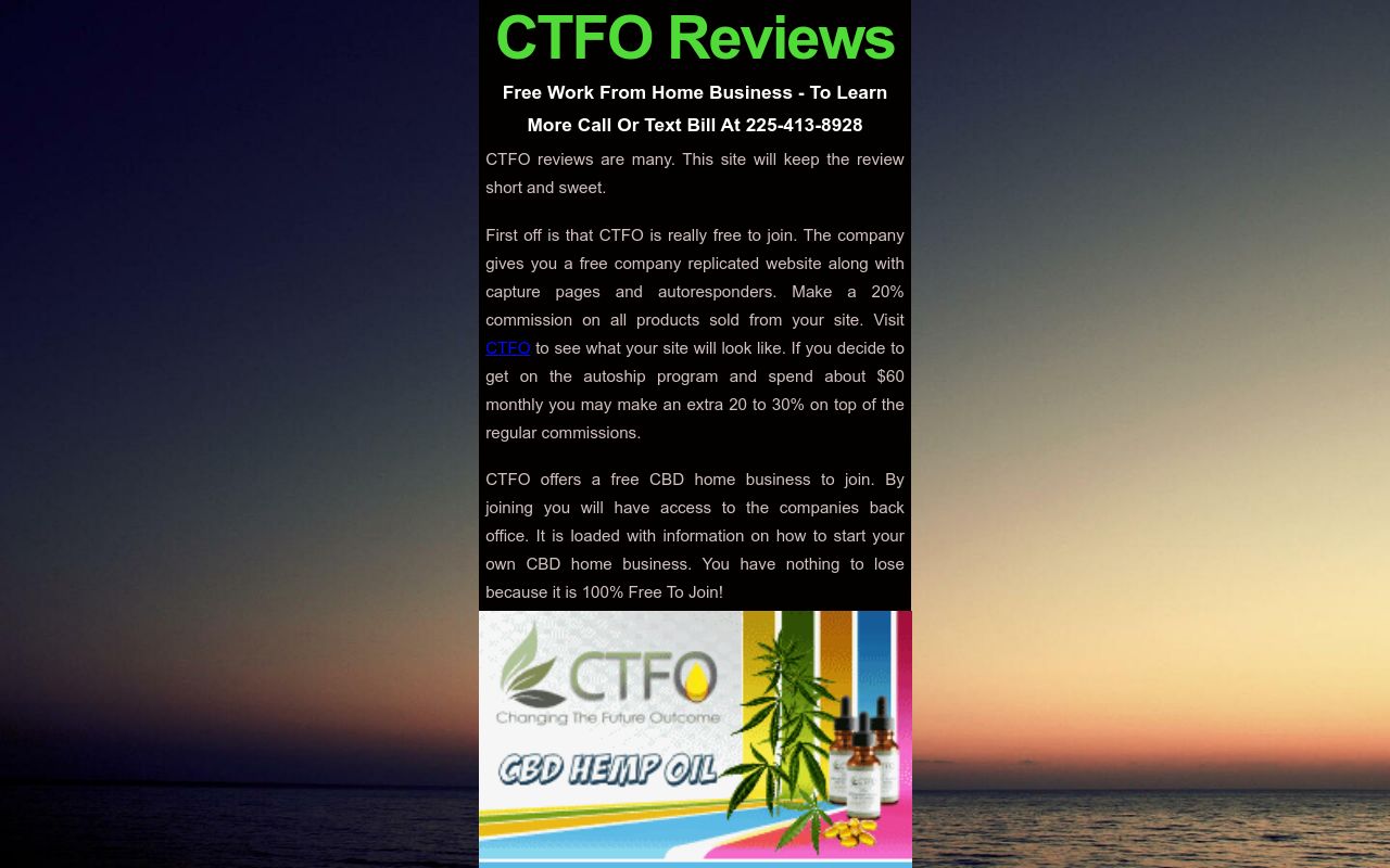 CTFO CBD Oil Products Business